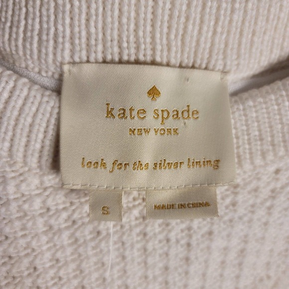 NWT $398 Kate Spade White Knit Breath of Air Fringe Knit Sheath Dress Size Small - Picture 6 of 8